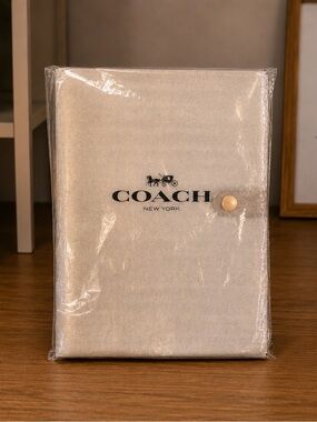 Coach Signature Canvas Notebook Journal Khaki Leather Snap NWT